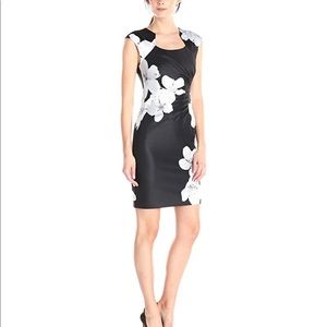 Calvin Klein floral dress unique neckline OWO